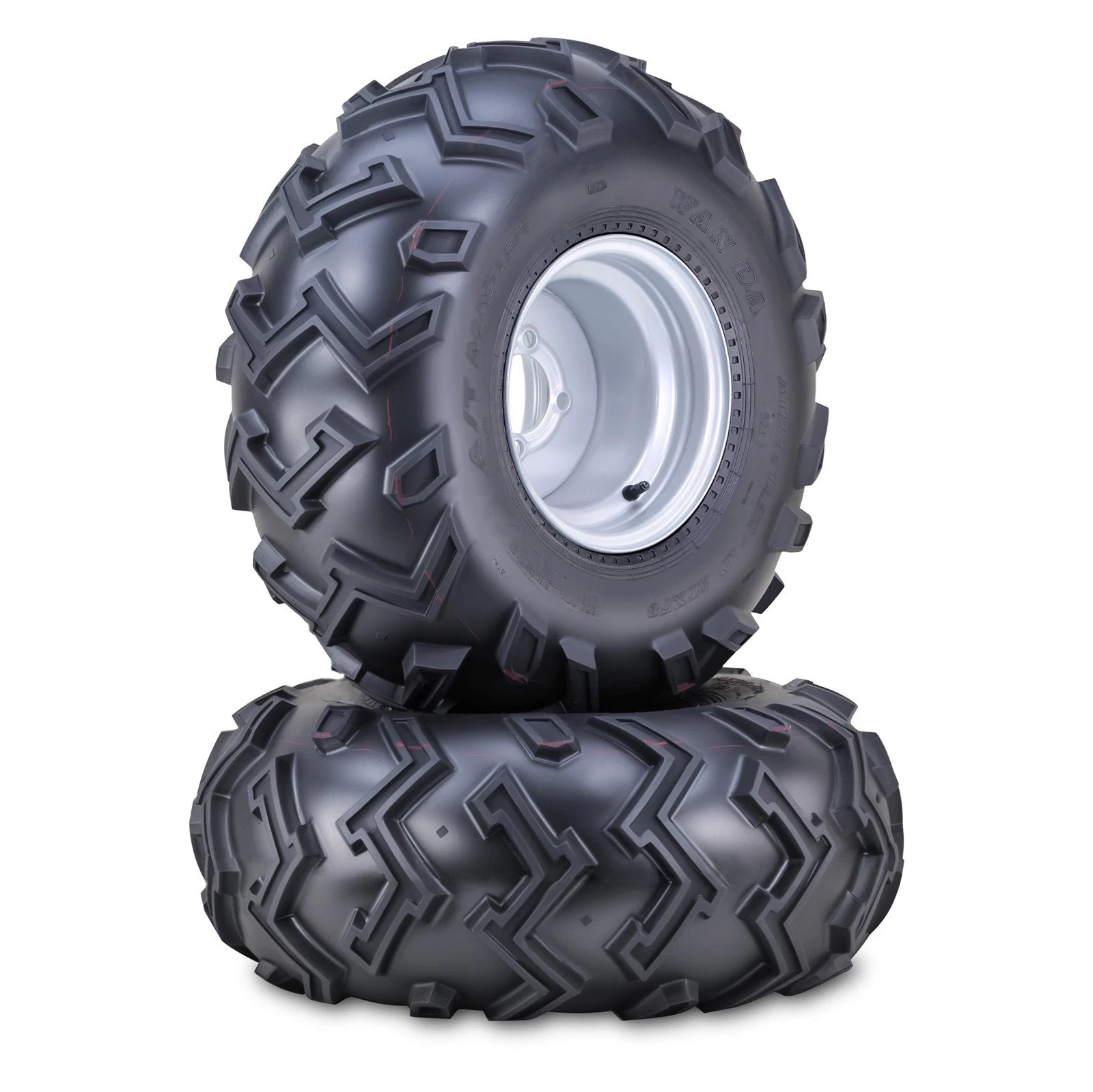 Set of 2 WANDA ATV Tires & Wheels 24X11-10 4 Lugs 4" PCD Silver 10122