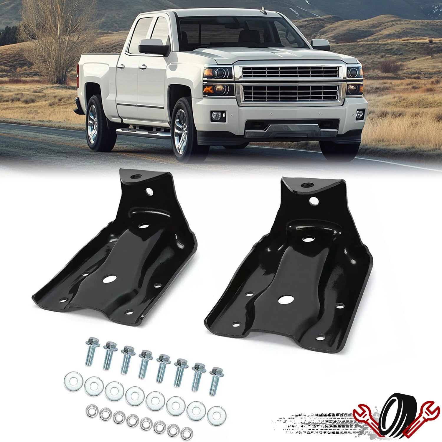 Rear Leaf Spring Hanger Shackle Bracket Kit for Chevy Silverado Sierra (1999–2014)