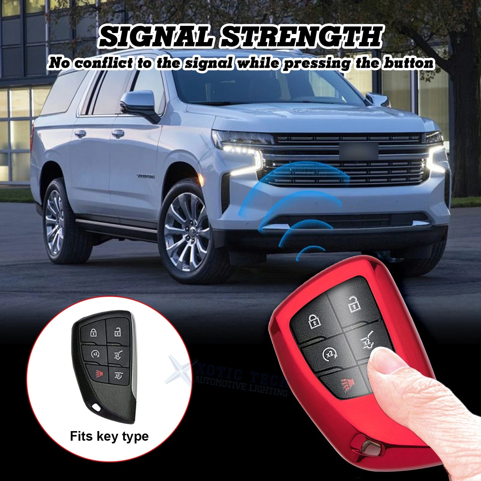 2-Pack Red Soft TPU Key Fob Protector Case for Chevrolet (2015-2025)