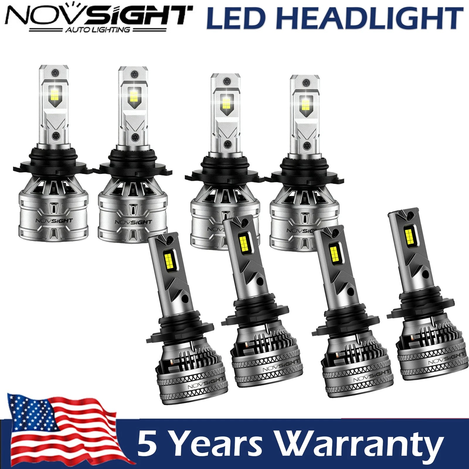 8X 9005 H11 LED Headlights Kit Combo Bulb 6500K High Low Beam