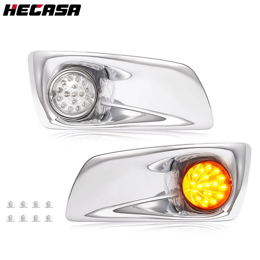 Set of 2 LED Fog Lights & Chrome Bezels for Kenworth T660 (2007–2017)