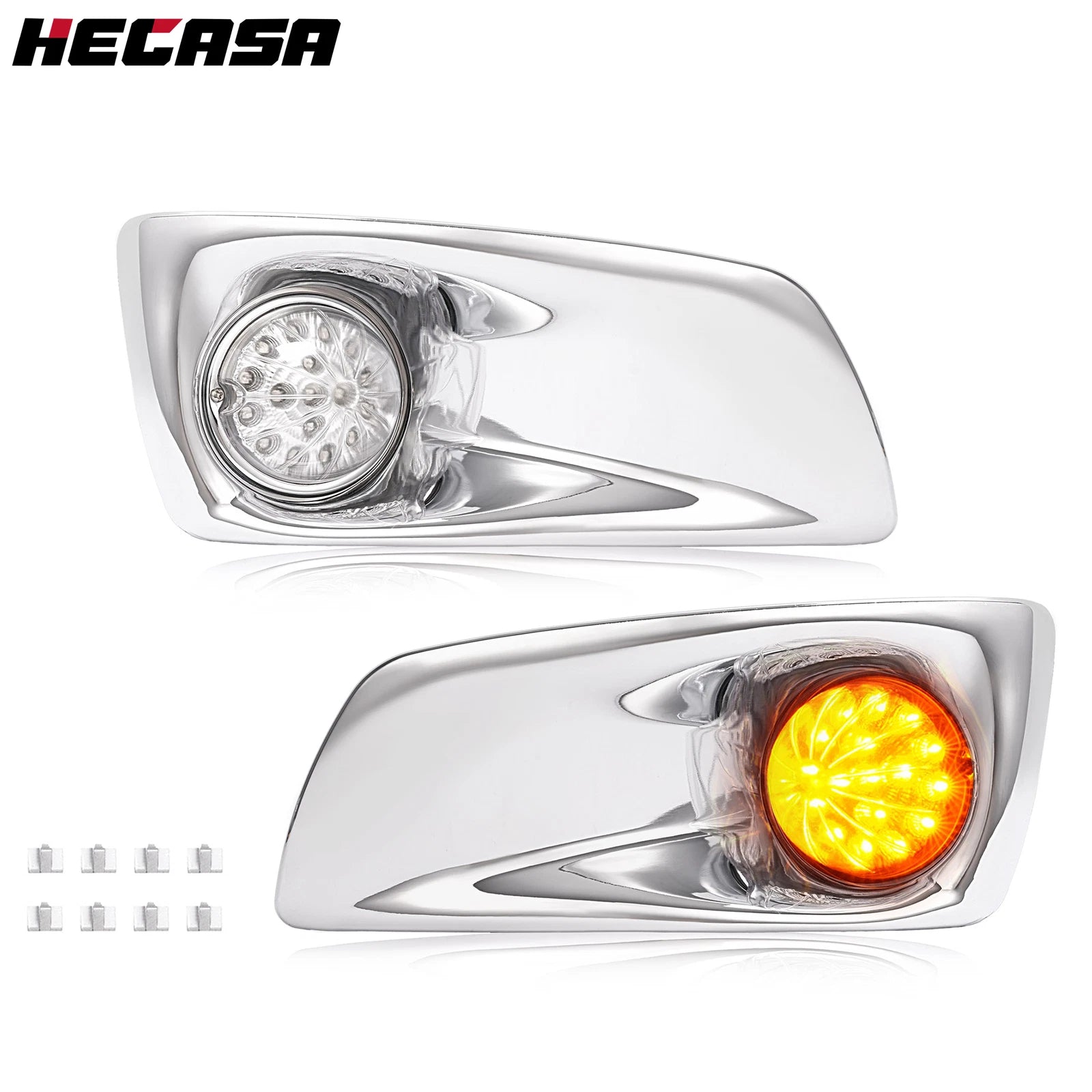 Set of 2 LED Fog Lights & Chrome Bezels for Kenworth T660 (2007–2017)
