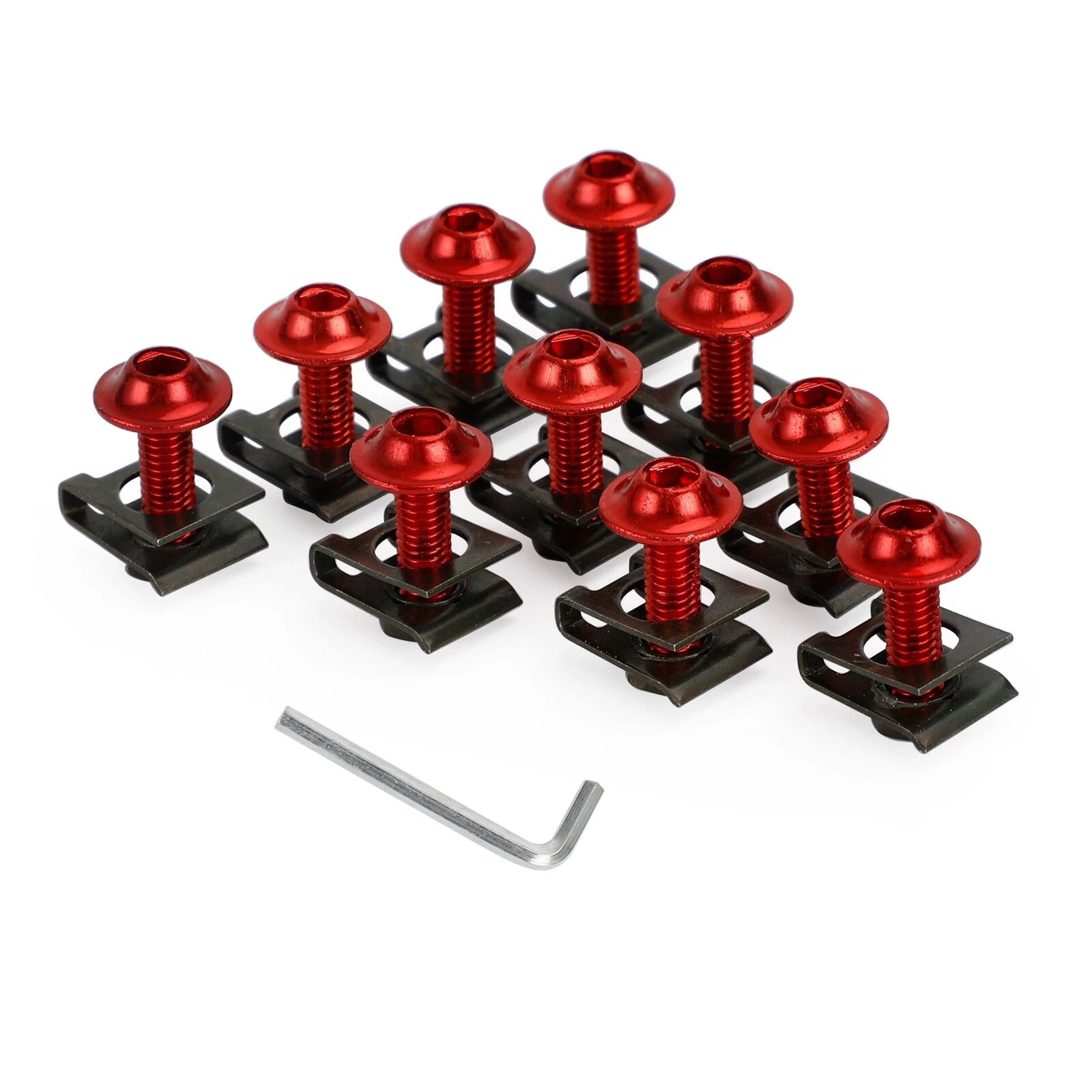 10X Aluminum Fairing Screen M6x20mm Screw Bolts Clips for Motorcycle