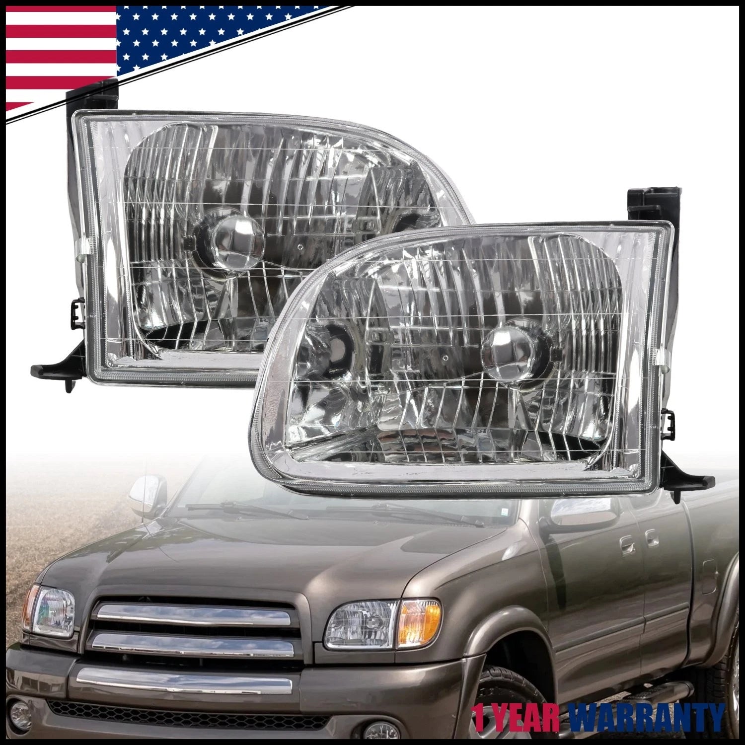 Halogen Headlight Set for Toyota Tundra (2000–2004) LH RH Regular Access Cab