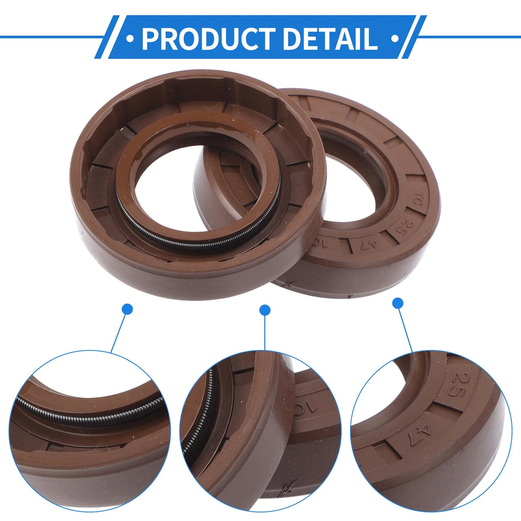 Set of 2 Oil Seal Rotary Shaft Seal FKM Rubber 25x47x10mm