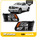 Headlights for Dodge Ram 1500 2500 3500 (2009–2018) Quad Black Housing Amber
