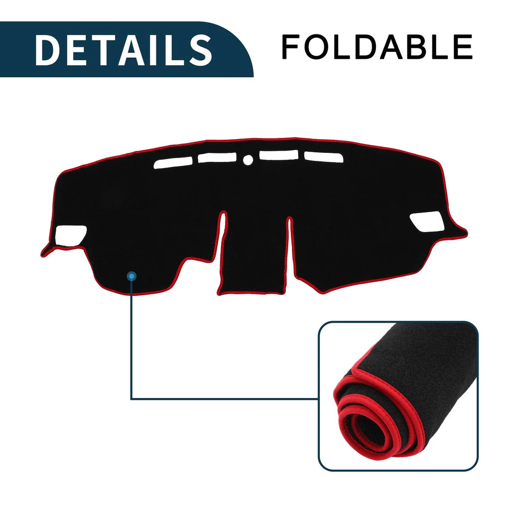 Dashboard Cover Mat for Toyota RAV4 (2019–2024) with Sticker Black Red
