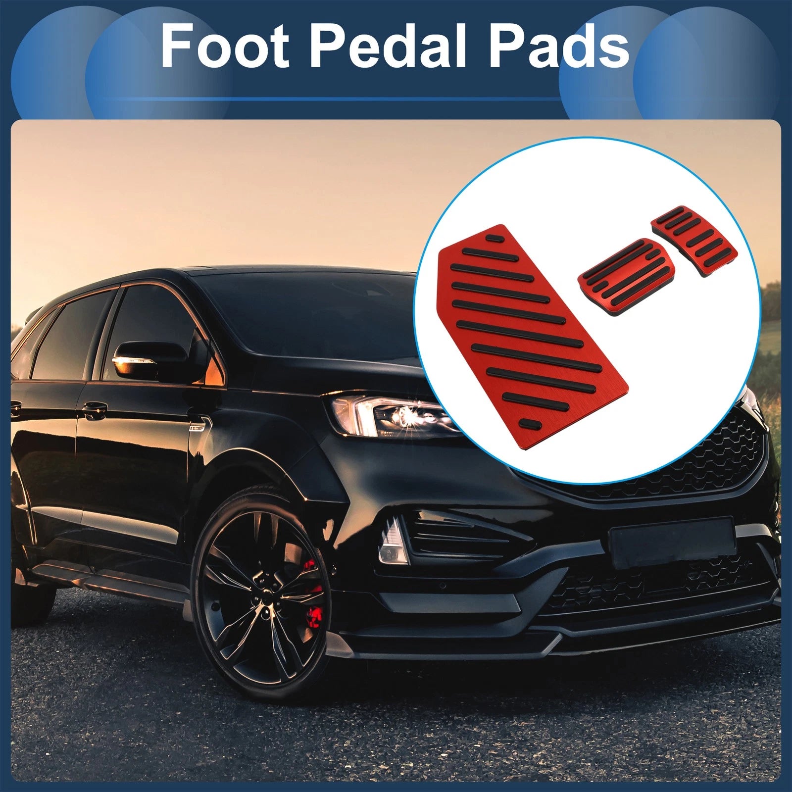3 Pcs Accelerator Pedal Covers for Ford Edge (2023) Red