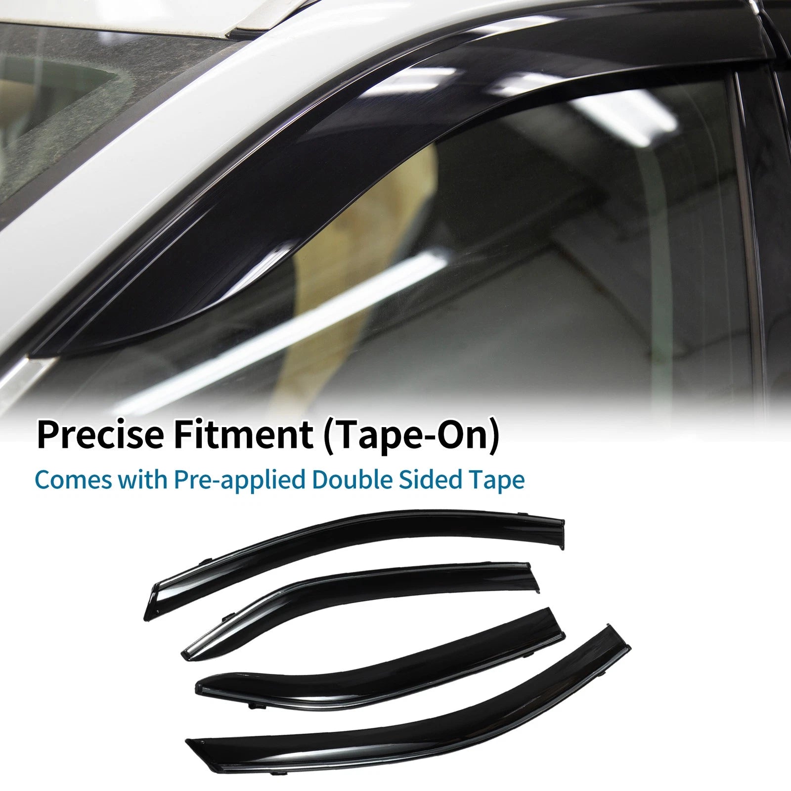 Set of 4 Window Deflectors for Toyota Camry (2007) - Side Vent Visors Black