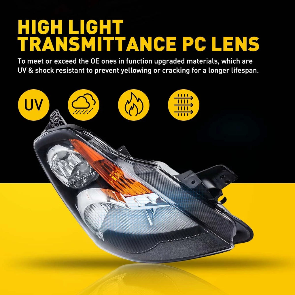 Set of 2 Black OE Style Headlights for Nissan Altima (2007–2009)