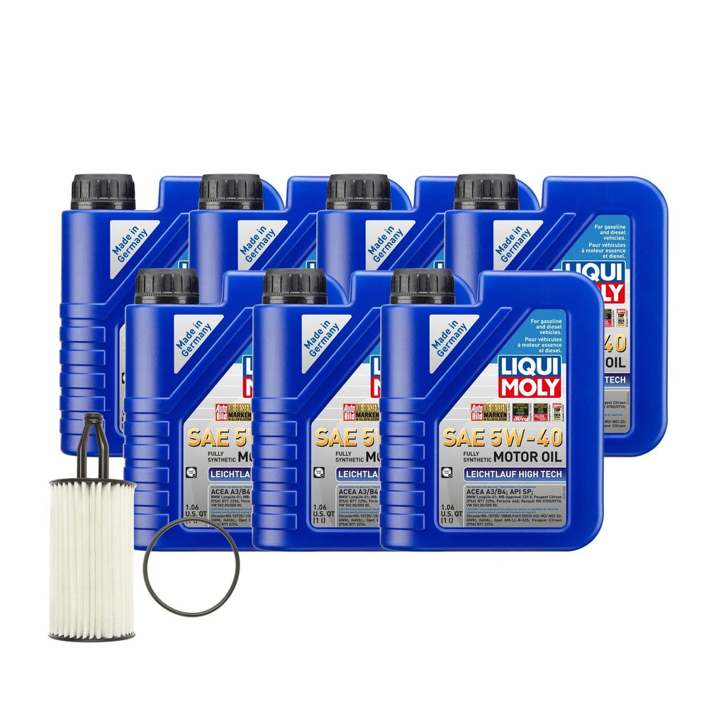 Oil Change Kit for Mercedes M276 (7L Liqui Moly Leichtlauf 5W40, Mahle)