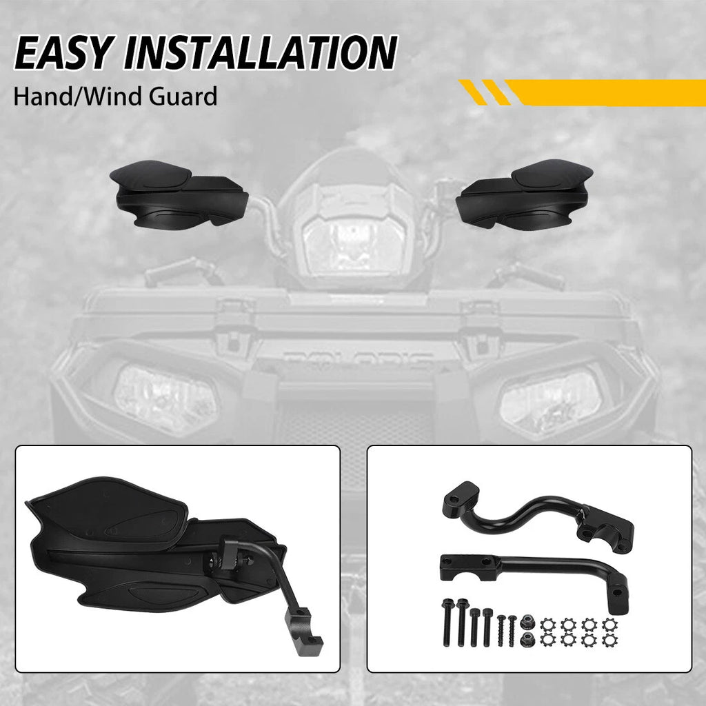 Black Hand/Wind Guard & Bracket Kit for Polaris (2889341, 2879380, 2876846)