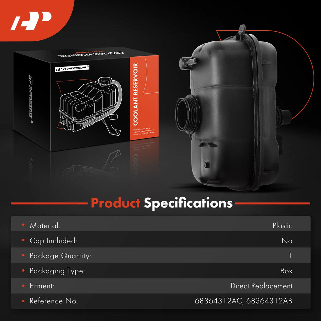 Engine Coolant Reservoir Tank with Cap for Jeep Wrangler JL (2018–2024)