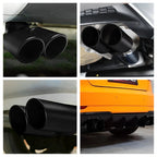 Dual Exhaust Pipe Tail Tip for Car (Stainless Steel, Black Round)
