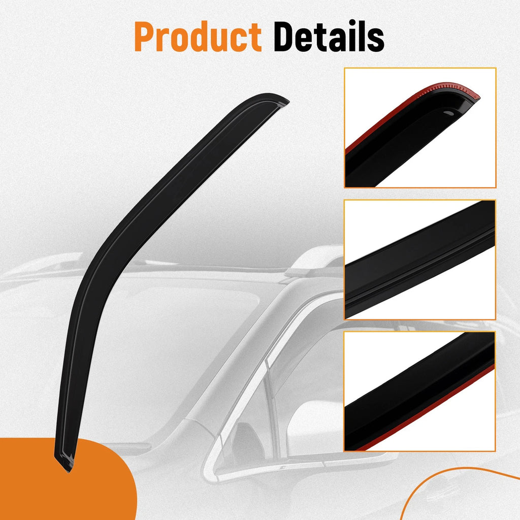 Set of 4 Visor Vent Rain Guards for GMC Yukon (2000-2006) Black