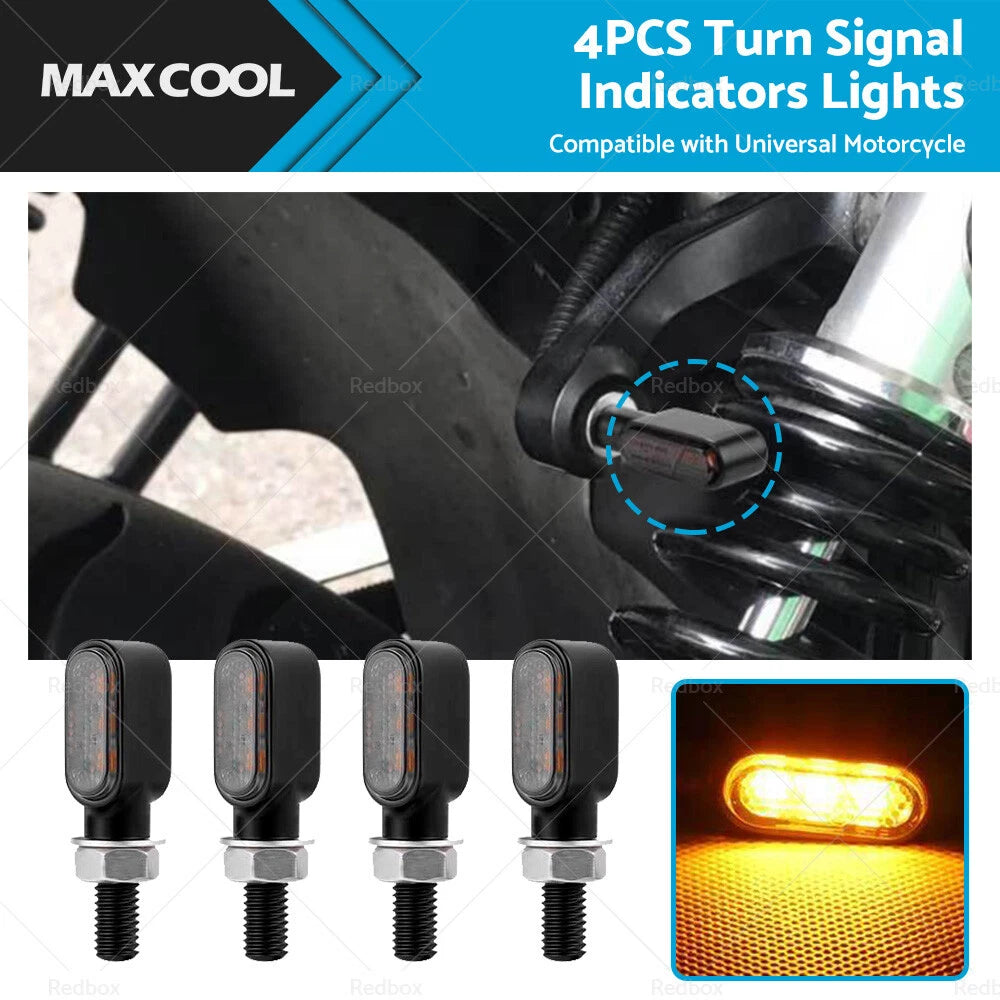 Set of 4 Mini LED Turn Signal Indicators for Universal Motorcycles