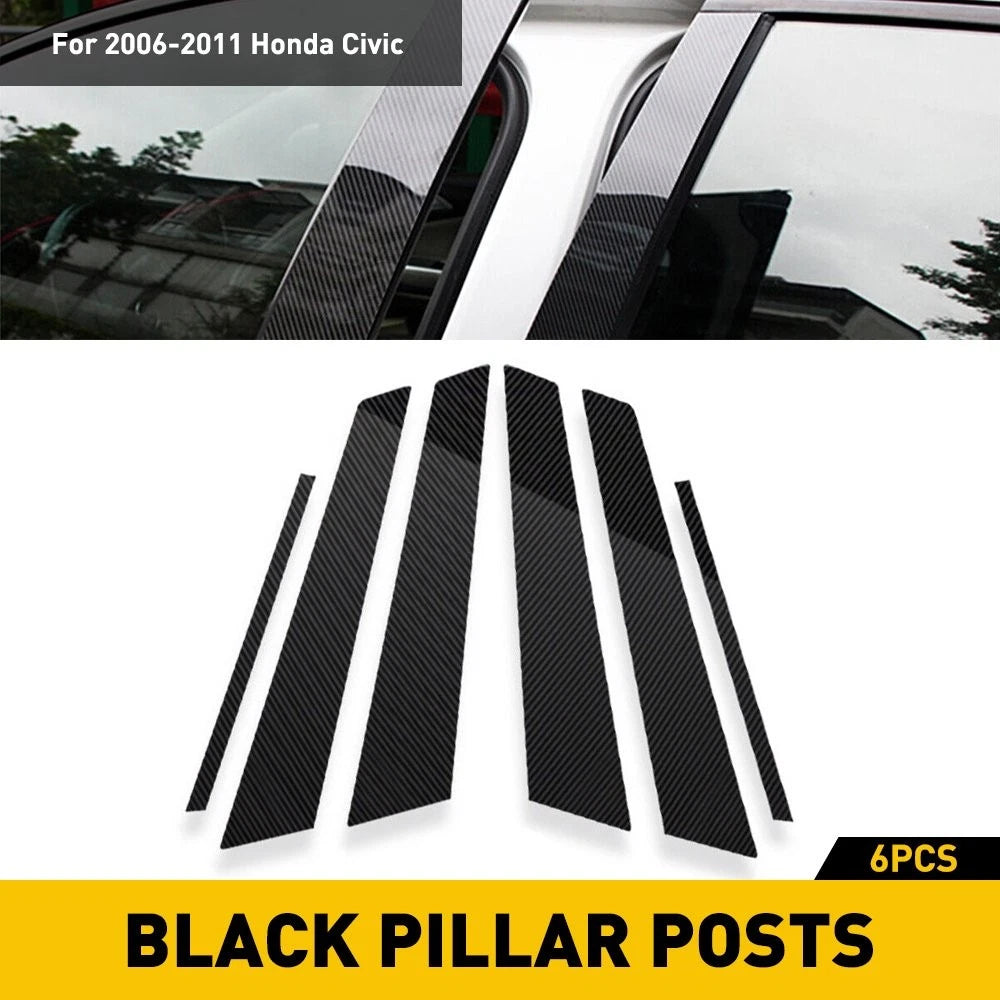 Set of 4 Window Pillar Post Covers for Honda Civic Sedan (2006–2011) Carbon H