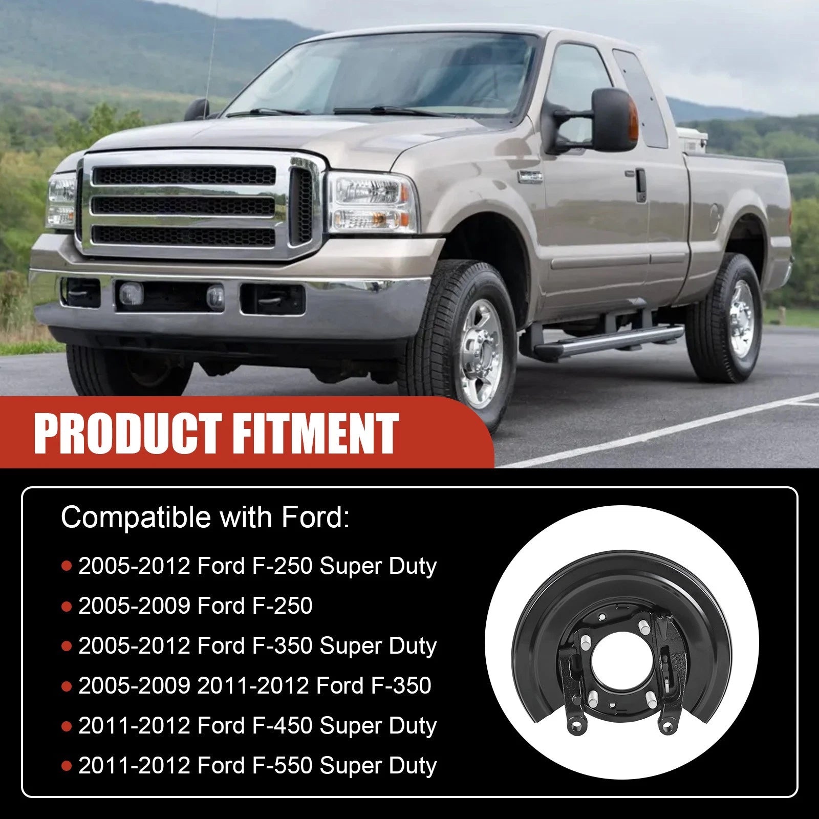 Set of 2 Loaded Brake Backing Plates for Ford F-Series (2005–2012)