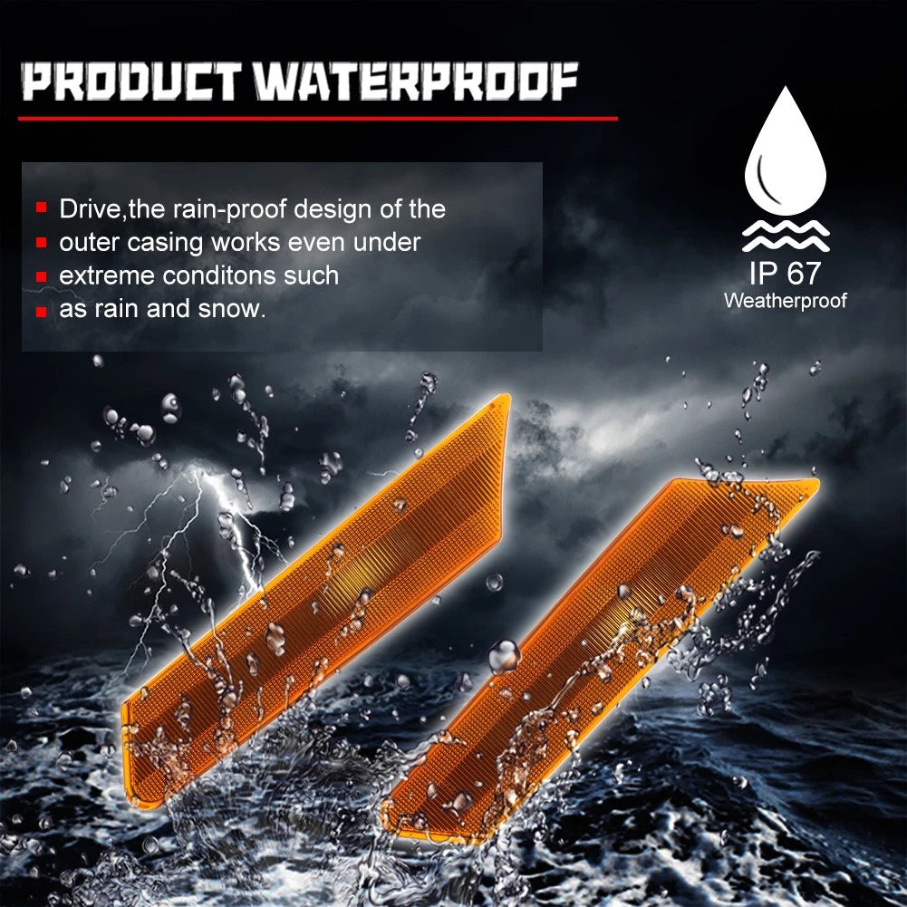 2X Amber Lens Front Side Marker Lights for Porsche 911 (2005–2012)