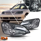 Smoked Housing Headlight Clear Corner Signal Lamps for Honda Civic (2001–2003)