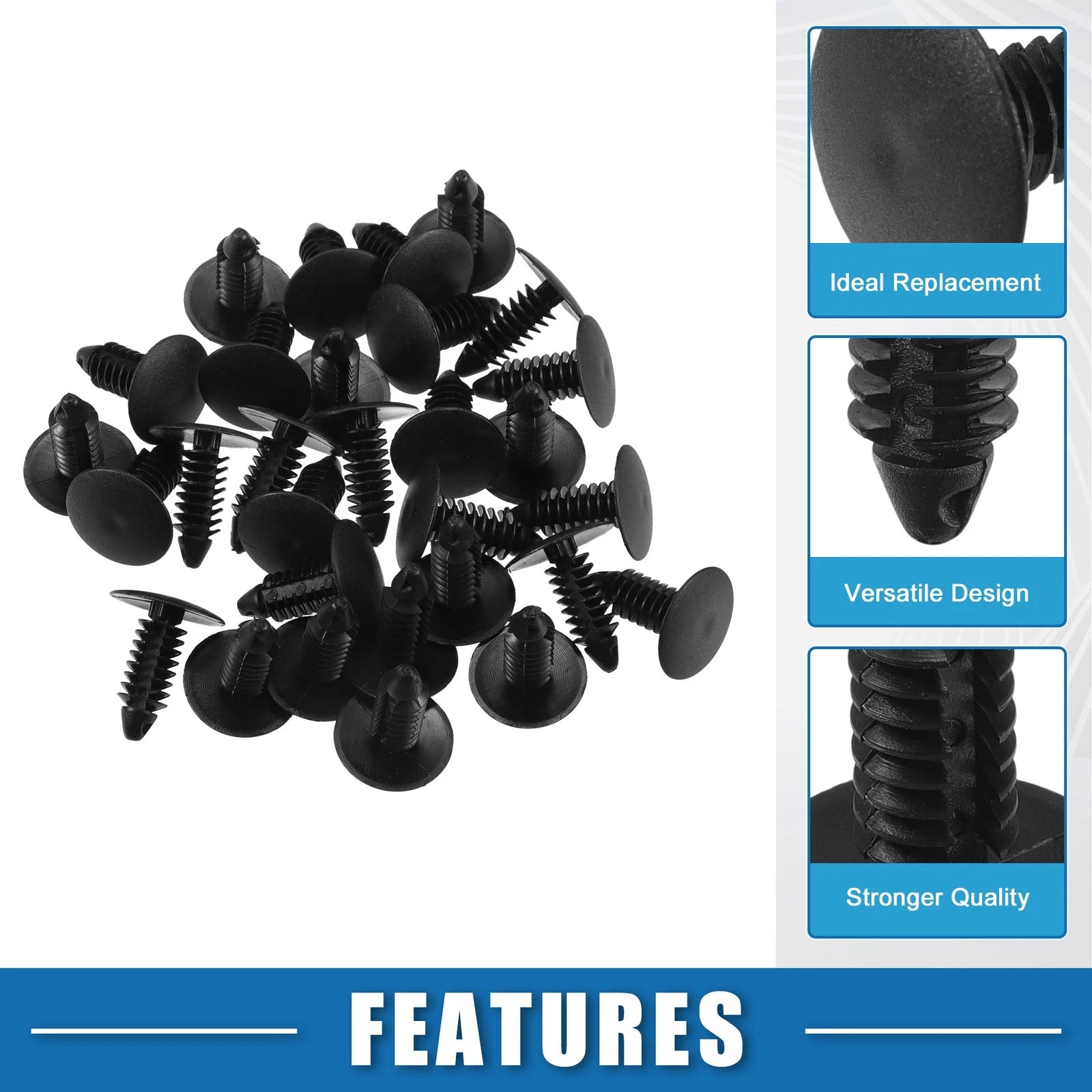 30 Pcs Bumper Clips No. 6030441 for Jeep Ram  Plastic Black