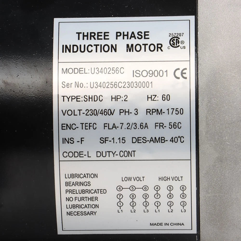 2 HP General Electric Motor for 56C Frame (1800 RPM, 3 Phase)