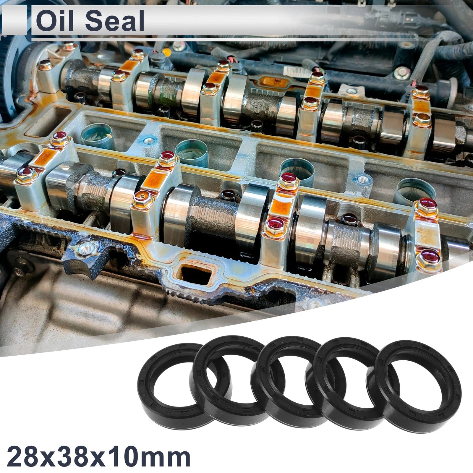Set of 5 Oil Seal Rotary Shaft Seal TC Ring Nitrile Rubber 28x38x10mm