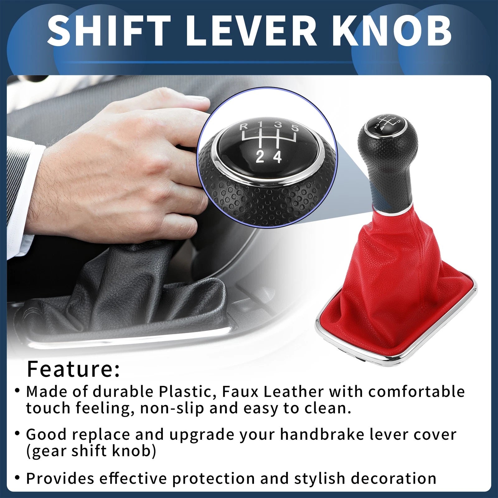 5 Speed Gear Shifter Knob with Cover for Volkswagen Bora Golf MK4 (1998–2006)