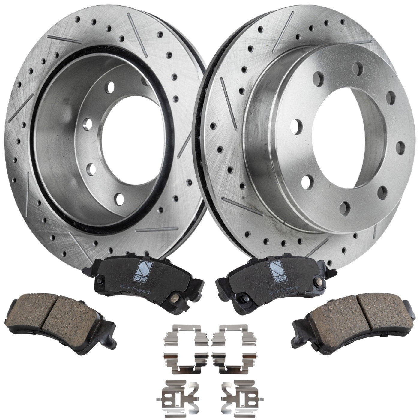 Disc Brake & Pad Kit for Chevy Silverado 1500 (2004–2005) Cross-drilled