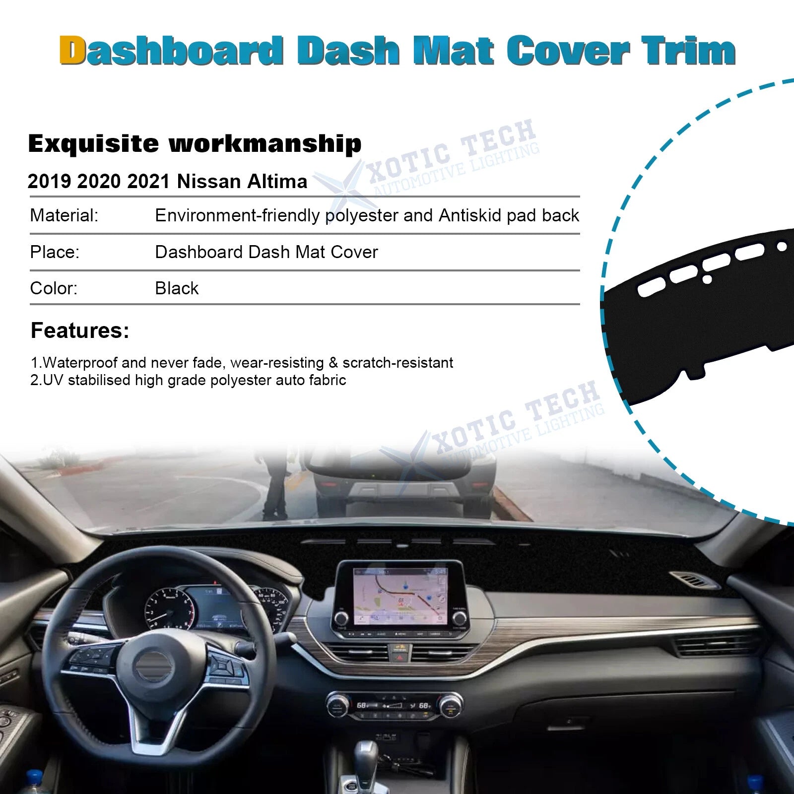 Dashboard Cover for Nissan Altima (2019-2026) Sun-Proof Dash Mat Pad Protector