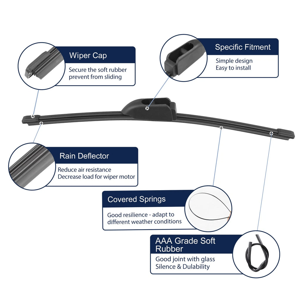 2X Rear Windshield Wiper Blade for KIA Niro (2017–2020), Forte (2013–2018)