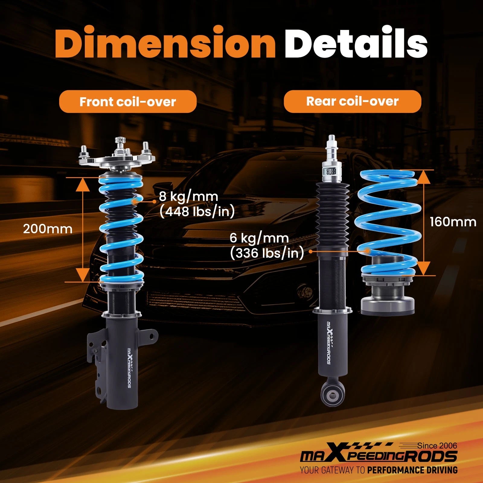 Coilovers Shock Springs Kit for Toyota Camry (2018–2024)