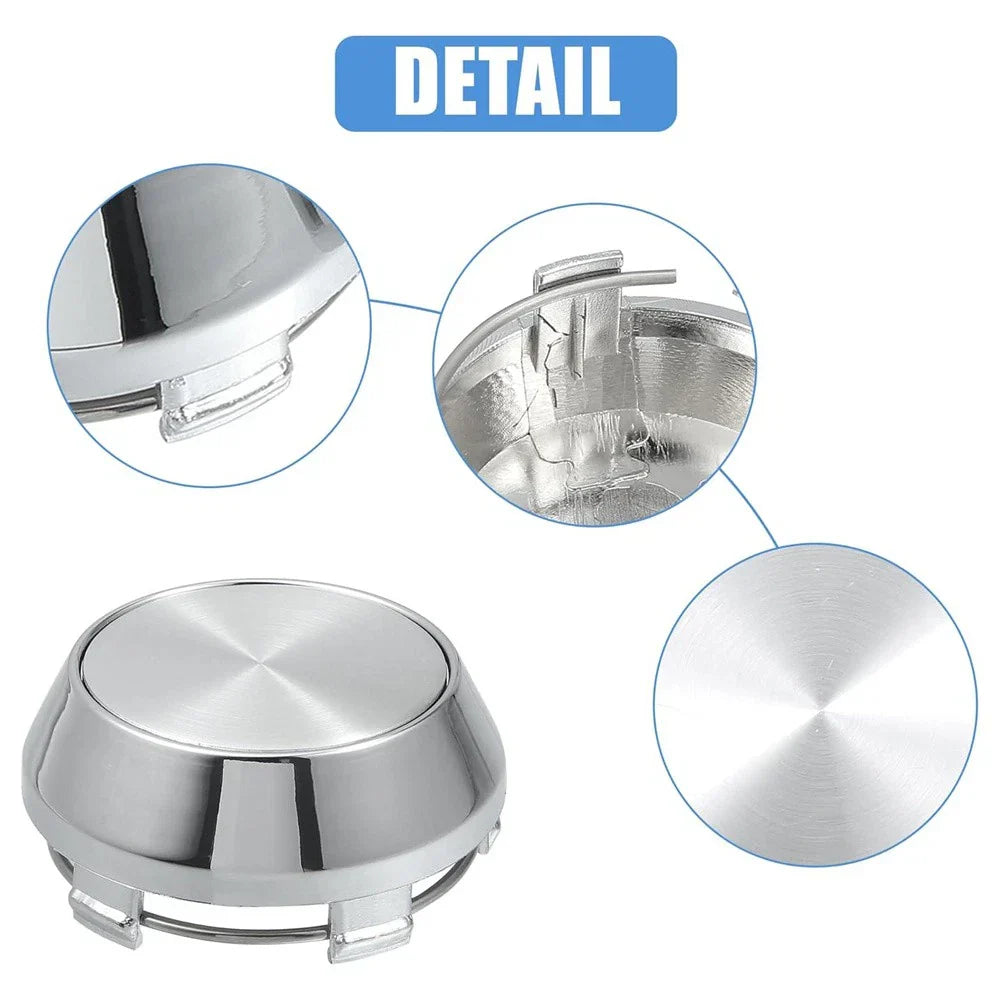 4 Pcs 60mm Chrome Wheel Center Caps for Universal Rims No Logo