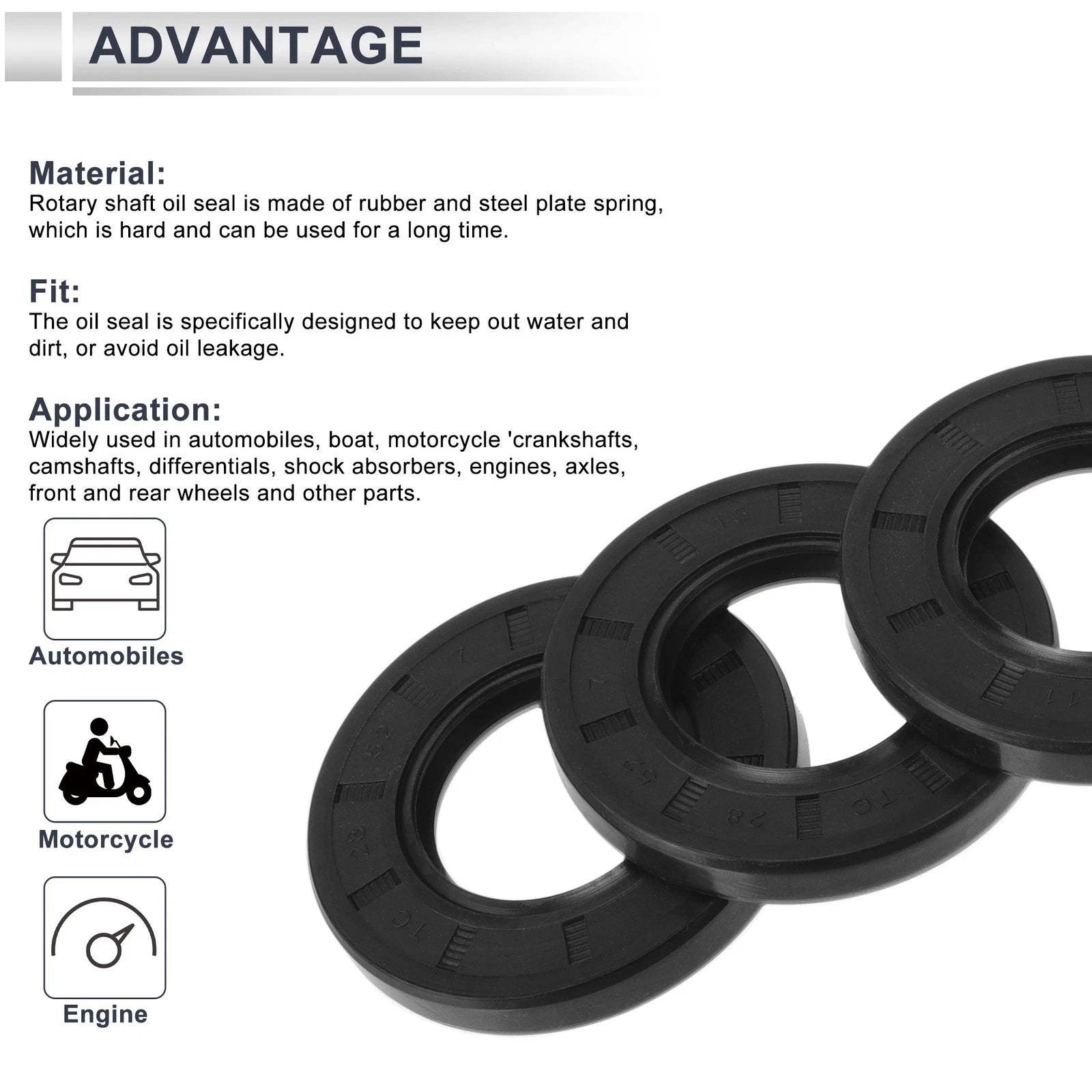 Set of 5 Oil Seal Rotary Shaft Seal TC Ring 28x52x7mm Nitrile Rubber