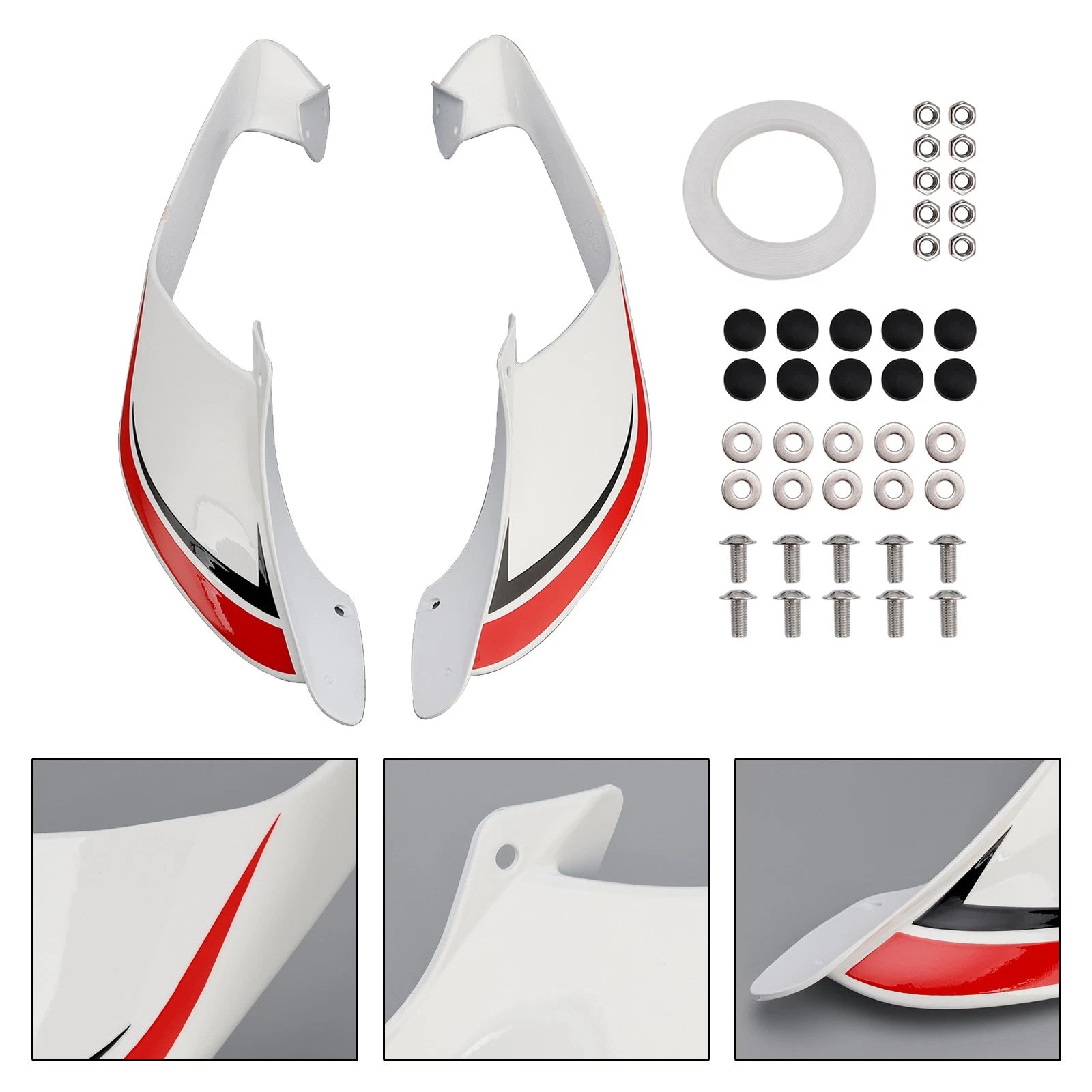 Front Side Winglets for Yamaha YZF R1 R1M (2021–2024) White Red