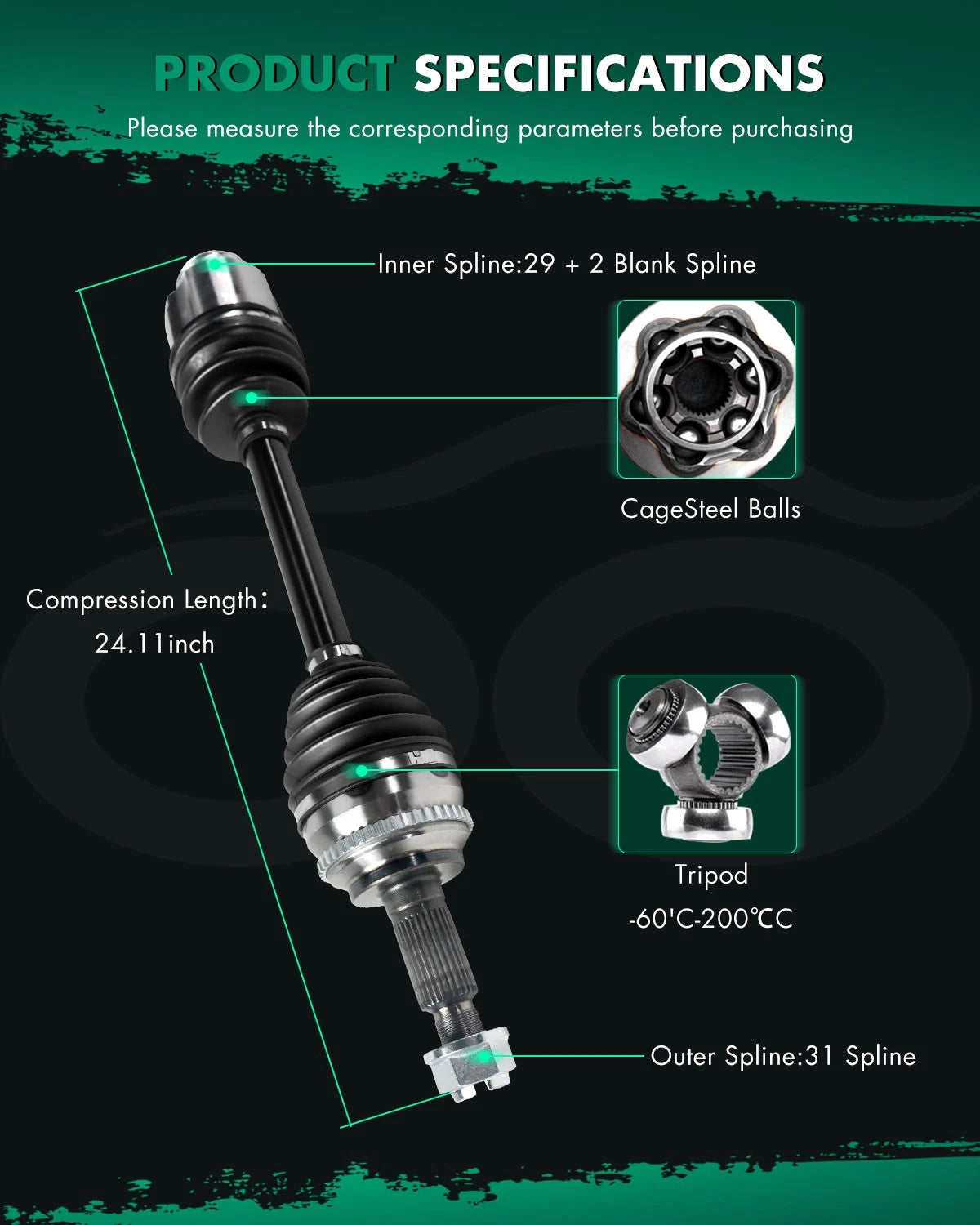 Front Right CV Axle Assembly for Mazda CX-9 V6 3.7L (2009–2012)