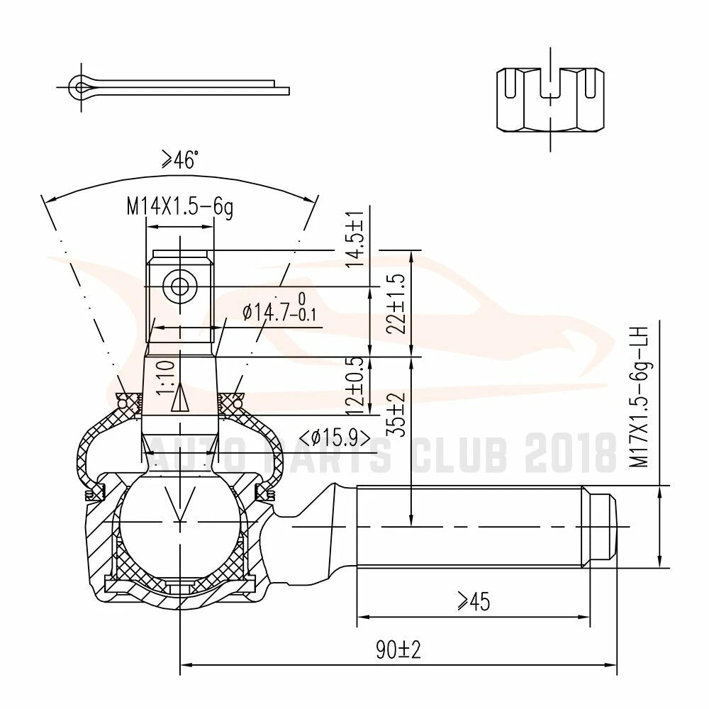 Set of 12 Suspension Front Tie Rod Ends for Toyota Pickup (1989–1995)