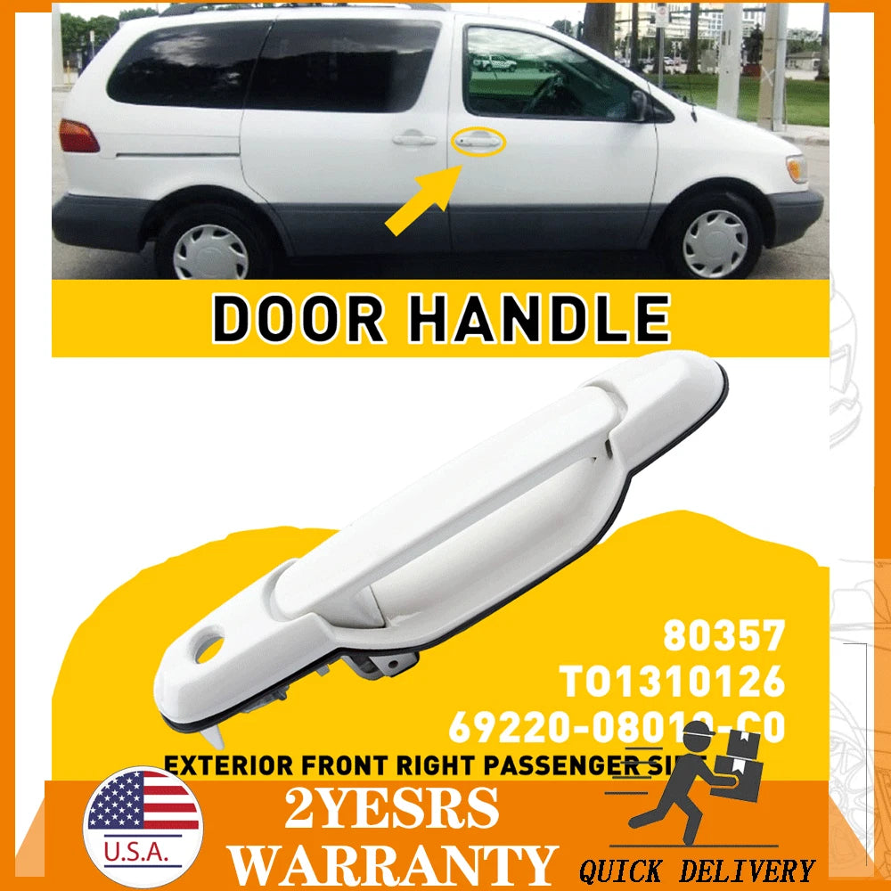 Front Door Handle for Toyota Sienna (1998–2003) White Passenger Side