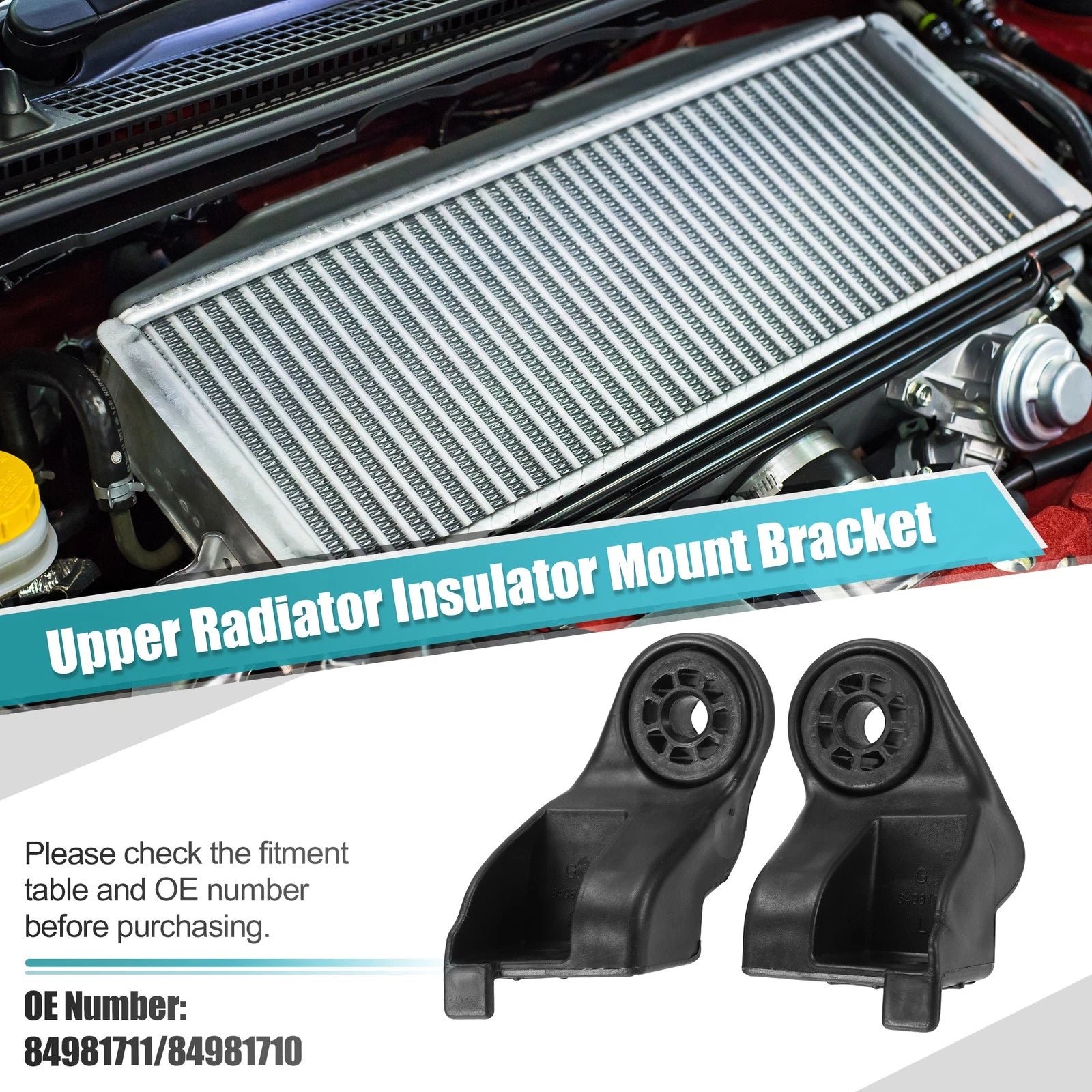 2X Upper Radiator Insulator Mount Bracket for GMC Terrain (2018–2021) No.84981711