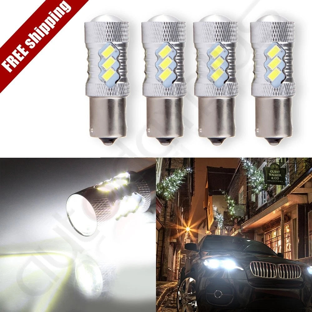 Set of 4 1156 BA15S 15 5730 SMD 6000K 60W LED Exterior Lights for