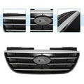 Front Upper Bumper Grille for Hyundai Elantra (2017-2020) Black Chrome Silver Tone