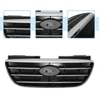 Front Upper Bumper Grille for Hyundai Elantra (2017-2020) Black Chrome Silver Tone