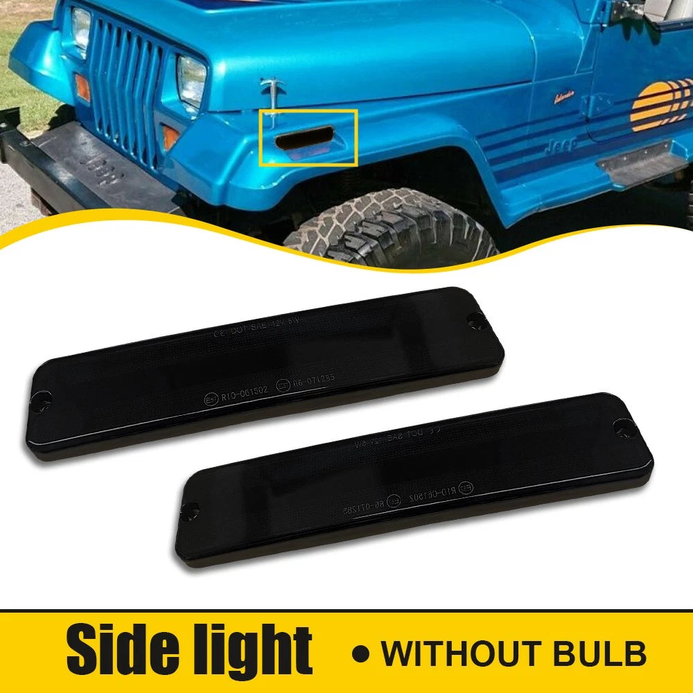 2X Smoke Front Side Marker Light Housing for Jeep Wrangler YJ (1987–1995)