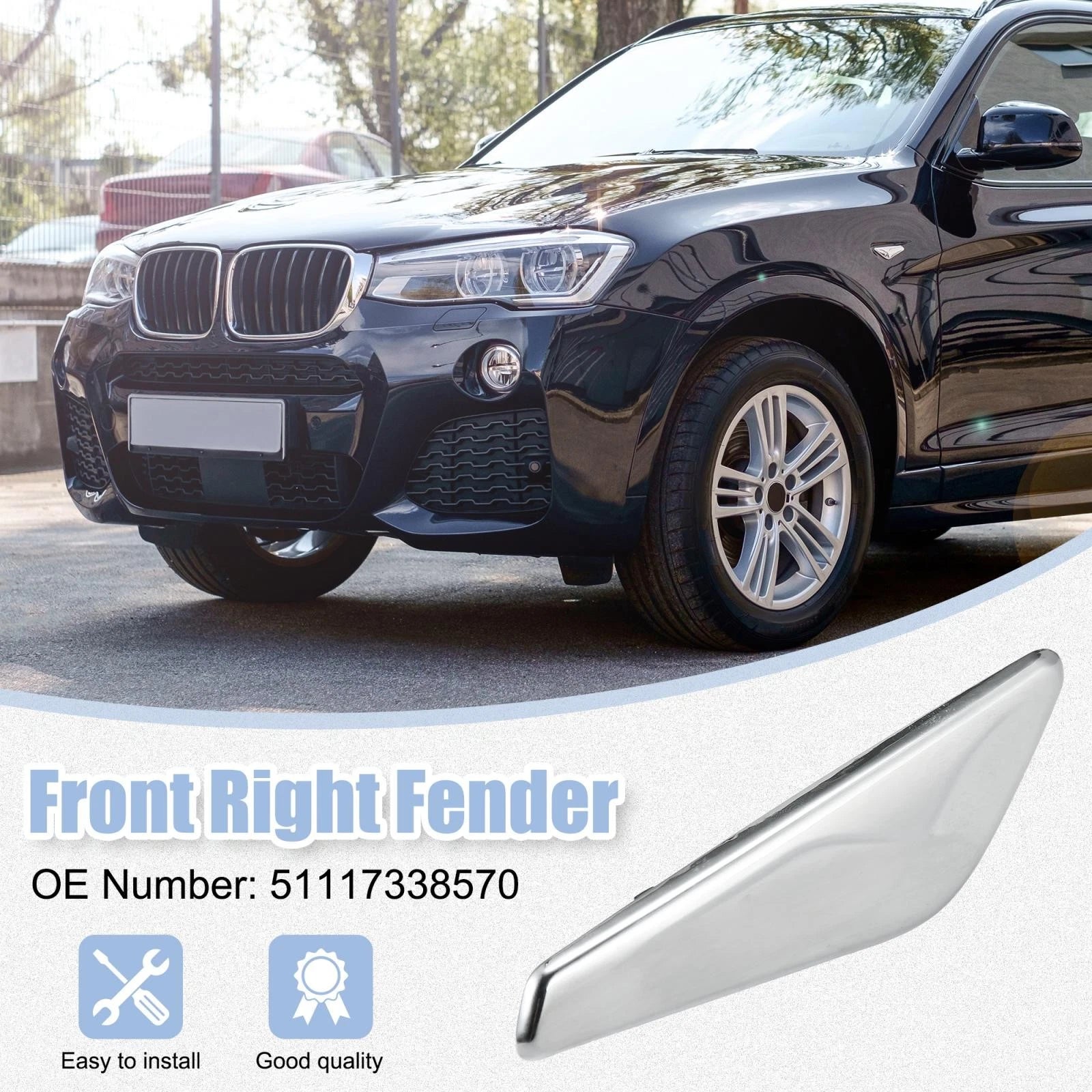 Front Right Fender Side Marker Trim for BMW X3 X4 F25 F26 (2011–2017) 51117338570