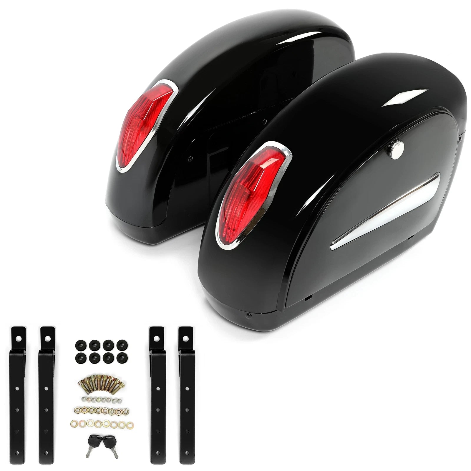 Hard Saddle Bags with LED Lights for Harley Sportster Softail Dyna