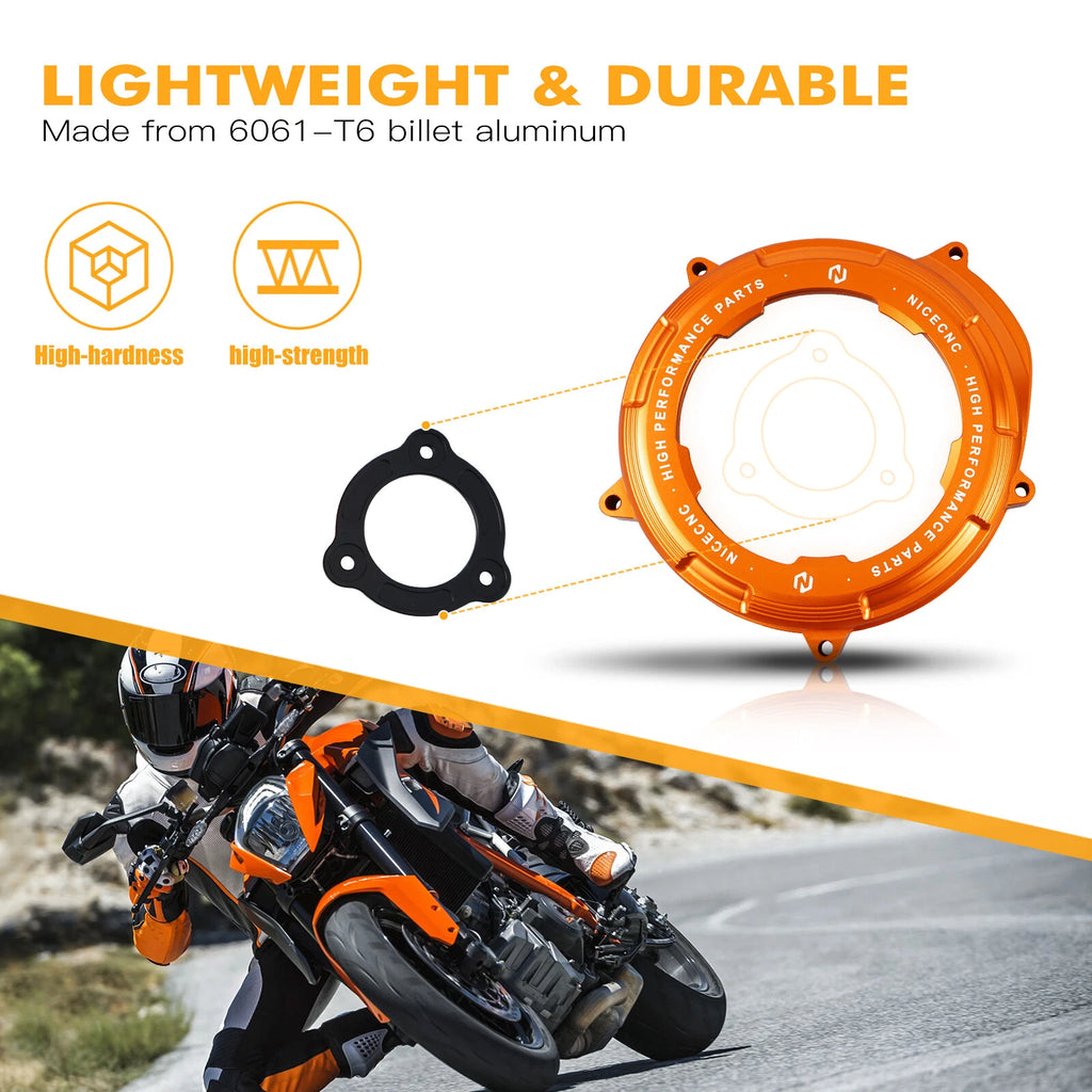 CNC Clear Engine Clutch Cover & Pressure Plate for KTM 1290 Super Duke R/GT (2014–2024)