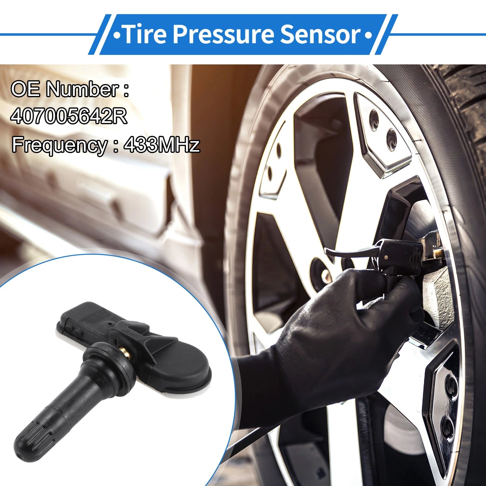 Tire Pressure Sensor 407005642R for Nissan Primastar (2001–2020) 433MHz