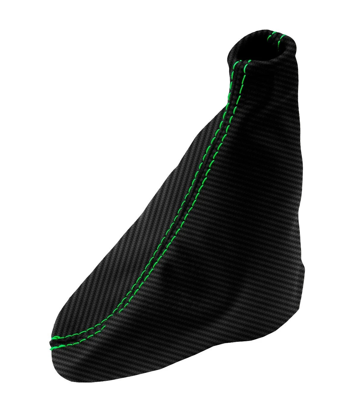 E Brake Boot Cover for Ford Mustang (2010–2014) Carbon Fiber Green Stitch