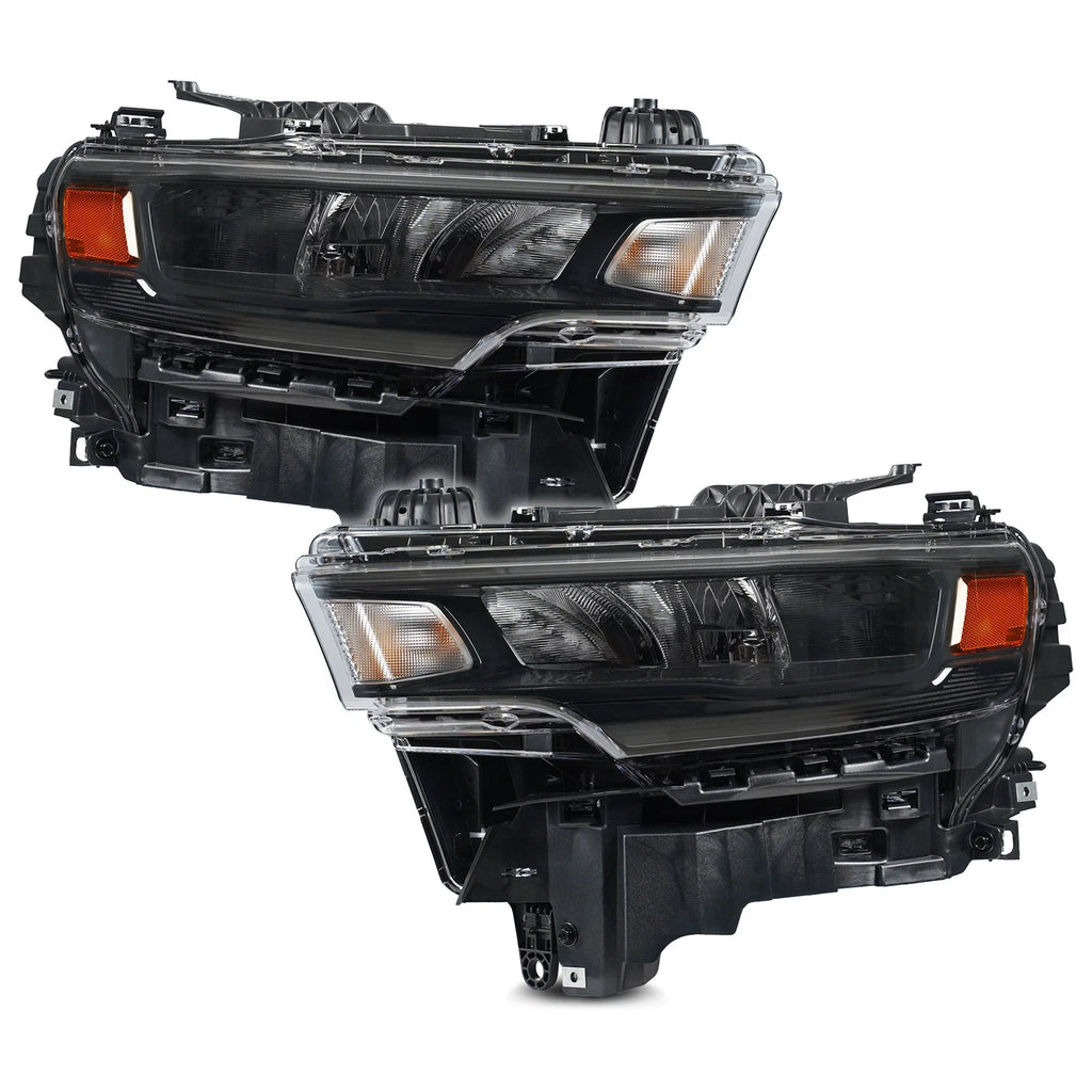 Set of 2 LED Headlights for Ram 1500 (2025–2026) Halogen Turn Signal Black Trim