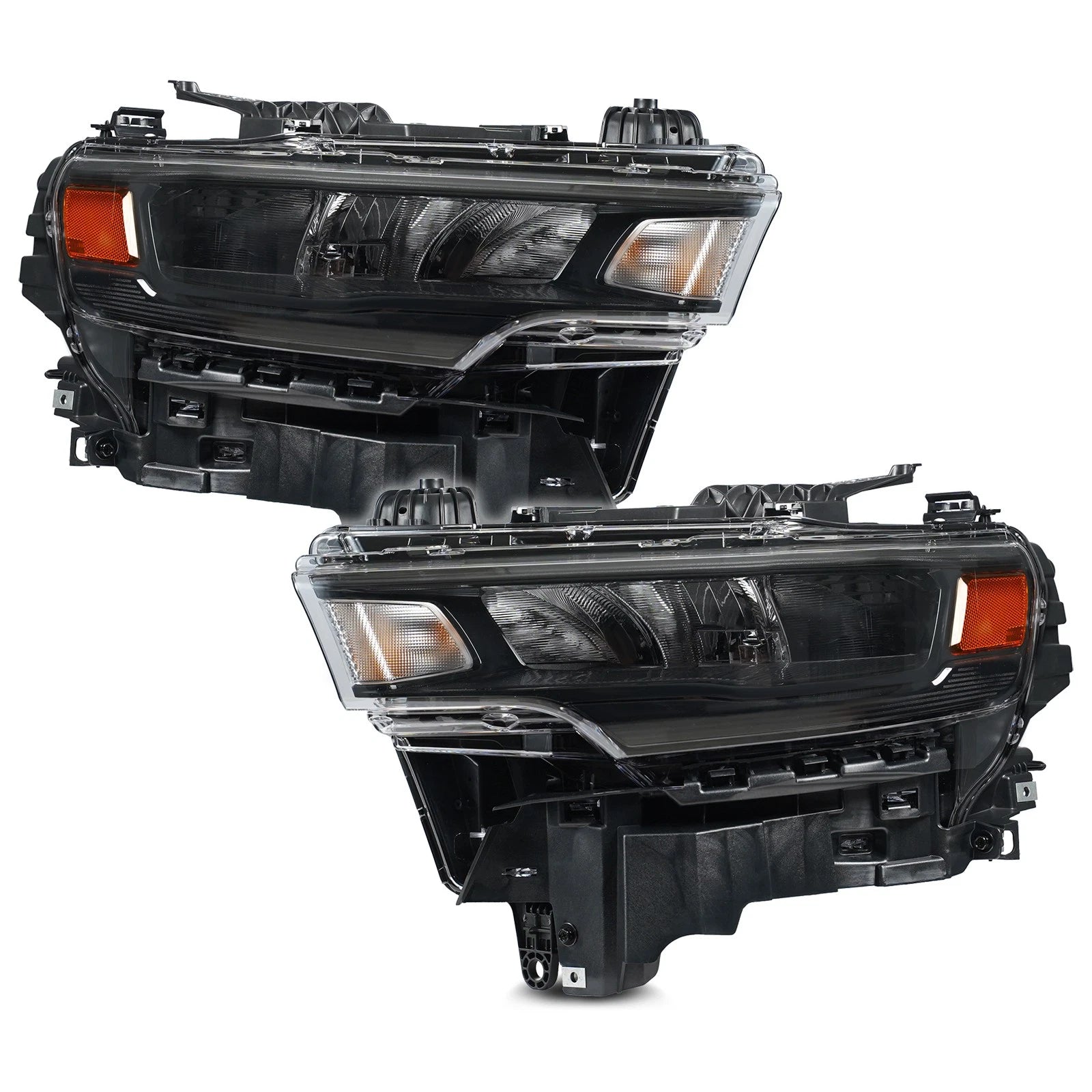 Set of 2 LED Headlights for Ram 1500 (2025–2026) Halogen Turn Signal Black Trim